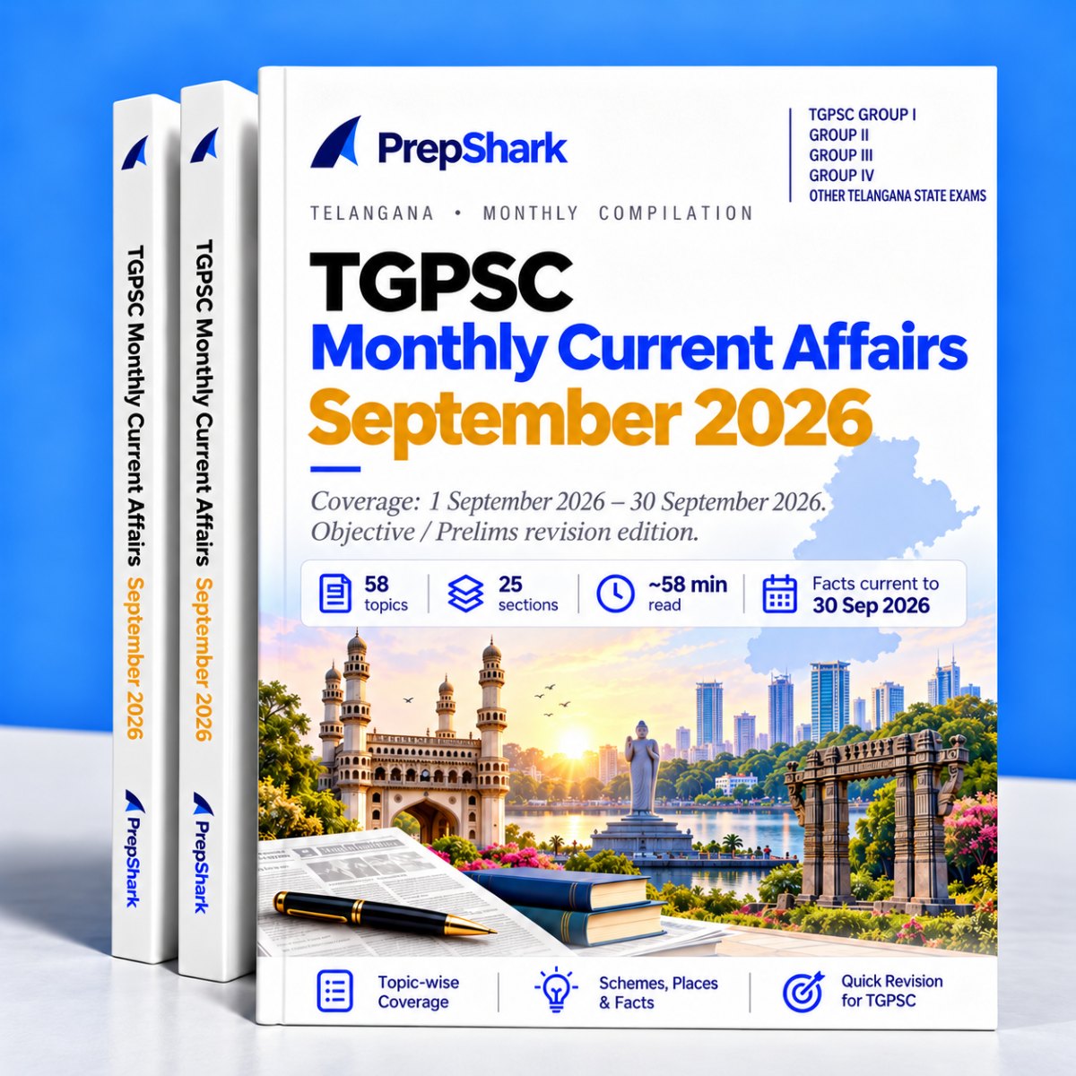 Monthly Current Affairs Compilations — UPSC, TGPSC & APPSC · PrepShark